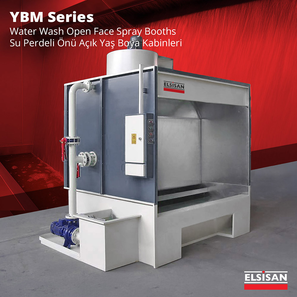 Water wash paint spray coating booths open face - Onu Acik Su perdeli yas boya kabinleri-1sm