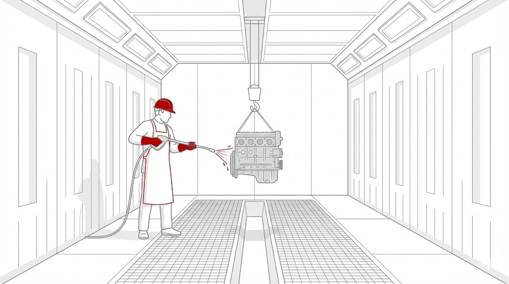 Kapalı yıkama kabininde parça yıkama