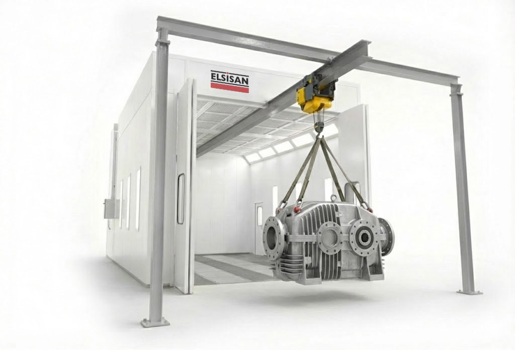 Boya kabini içi askılı konveyör sistemi